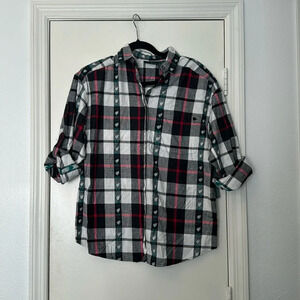 NWT Vintage Plaid Embroidered Coldwater Creek Button Up Blouse Size Medium